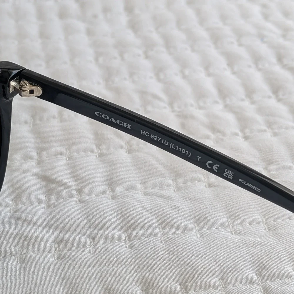 NWT Coach Square Frame Polarized Sunglasses HC8271U L1101‎ w Original Case Black
